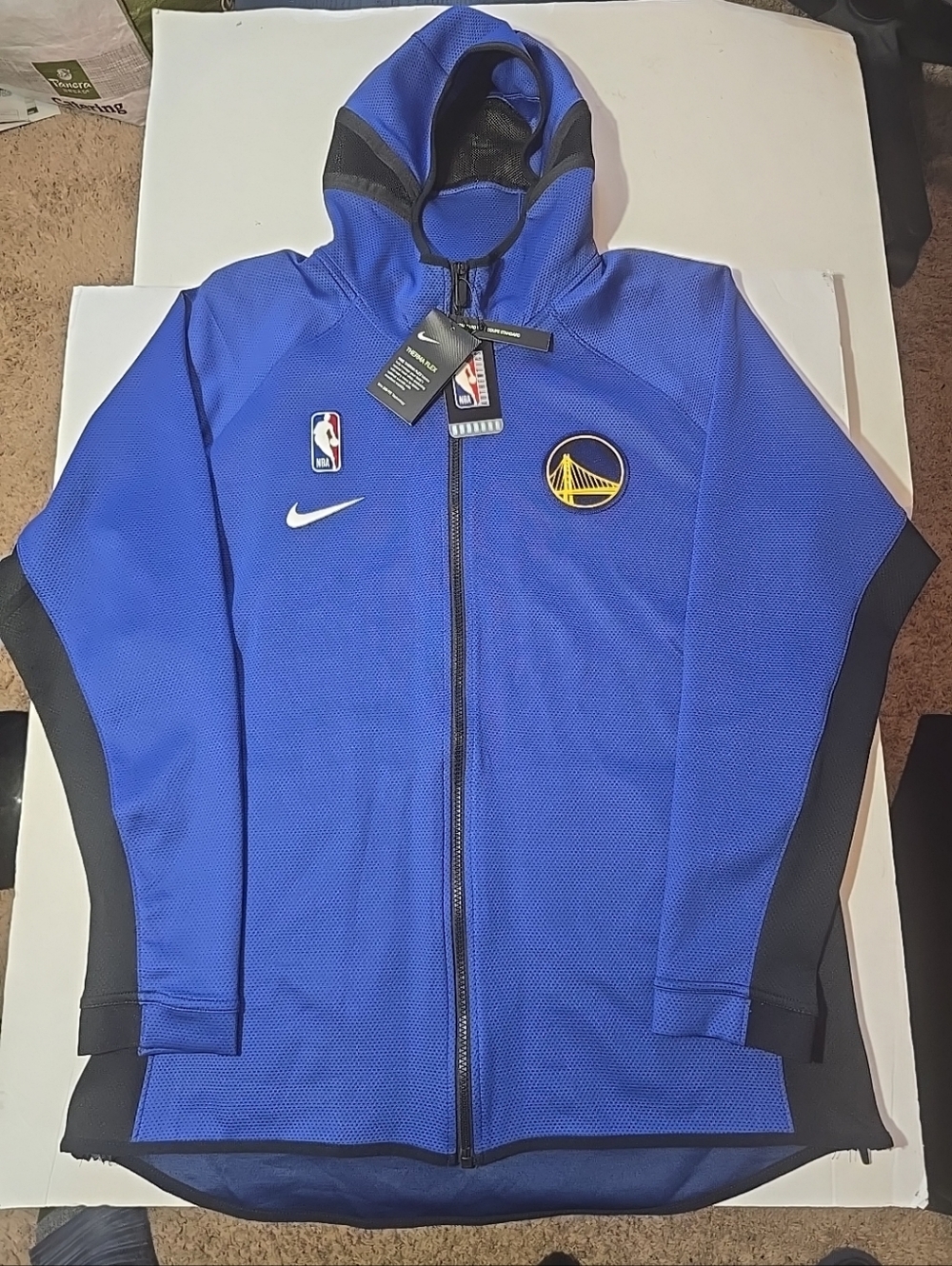 Nike NBA Blue and Black Golden State Warriors Hooded Full-Zip Jacket Size XL